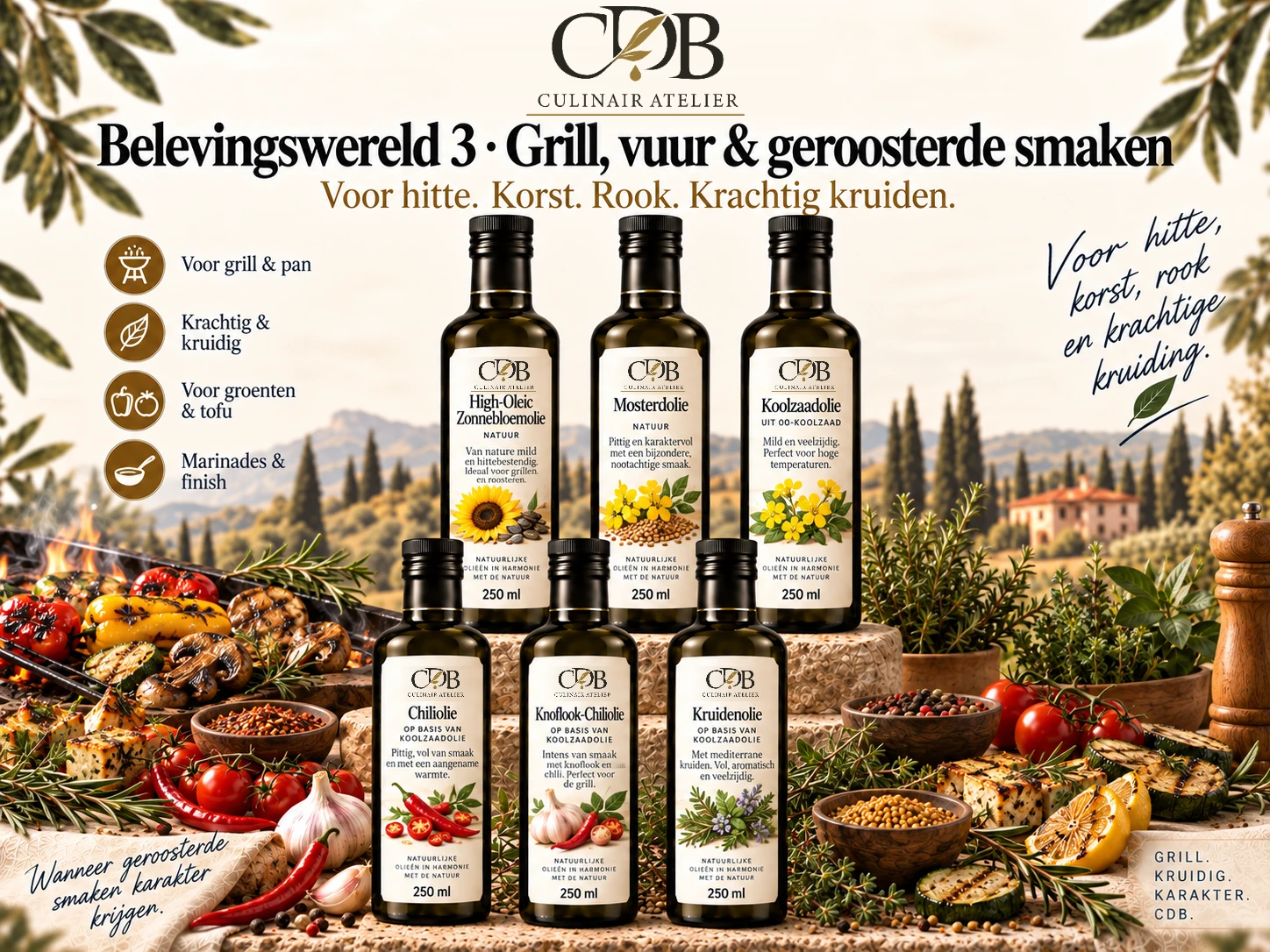CDB Culinair Atelier – Belevingswereld Grill, vuur & geroosterde smaken met zes oliën